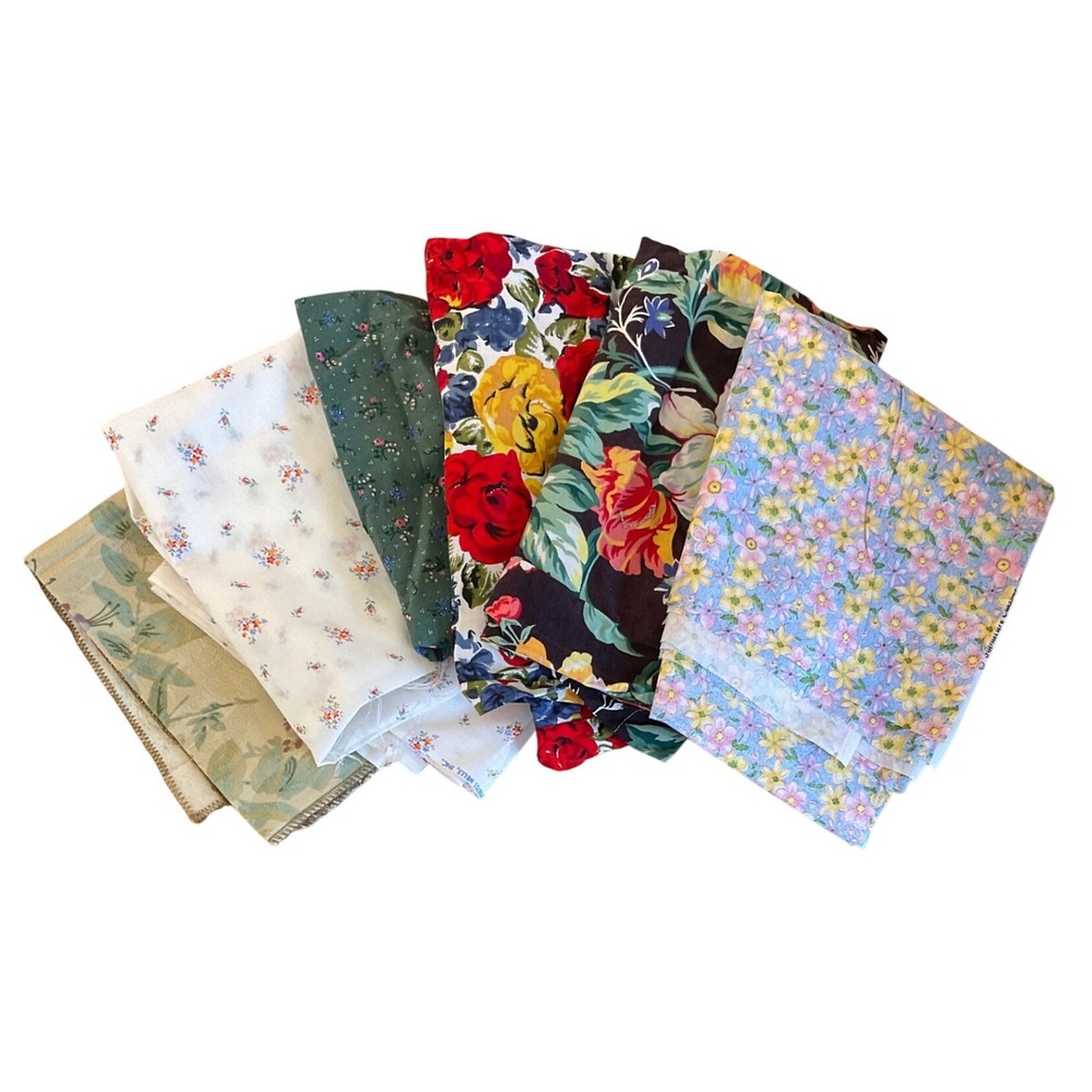 Vintage Floral Fabric Scraps Cottagecore Grandmacore Shabby Chic Crafty Folk